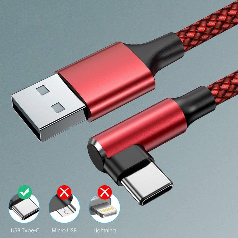 Samsung Galaxy USB-C gyorstöltő kábel, 3db 180cm-es szögben hajlított, nylon