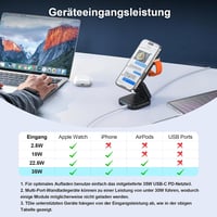 AC ISLAND 5 az 1-ben Összecsukható Vezeték Nélküli Töltőállomás iPhone 15/14/13/12, Apple Watch és AirPods Pro/3/2 Készülékekhez, MagSafe Ko 9