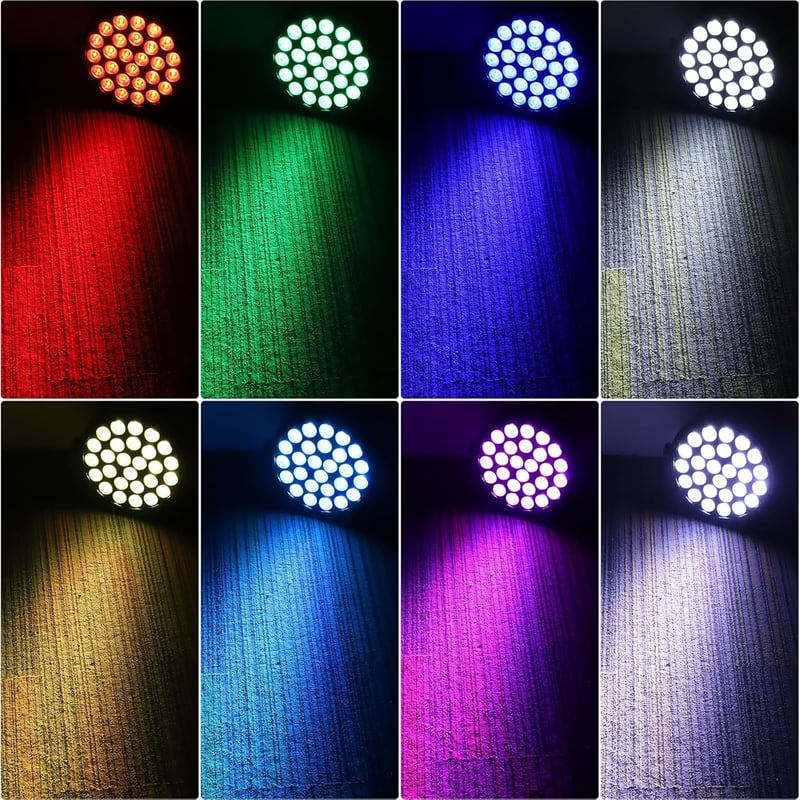 Ukfog 216W RGBW LED Par Reflektor - 27x8W DMX Diszkó Fény Távirányítóval - 6 Üzemmódú Színpadi Világítás DJ Partikra, Esküvőkre, Karácsonyi  - 1 PC