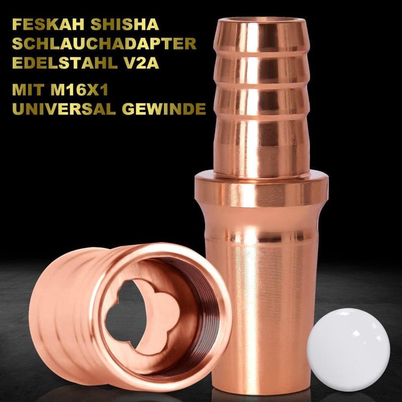 Rozéarany Shisha Tömlő Adapter Szett - Rozsdamentes Acél, 2 db