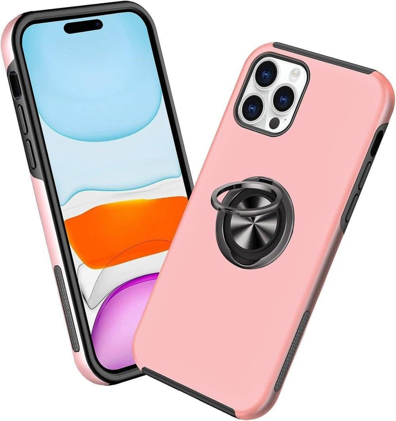 Apple iPhone 14 Pro Rózsaszín Mágneses Gyűrűs Szilikon Védőtok
