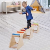 Siairo 2 az 1-ben Fa Egyensúlyozó palincs és Hintázó Deszka Gyerekeknek - Montessori Egyensúlyfejlesztő Játék Beltéri és Kültéri Használatra 8