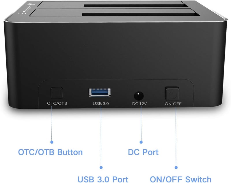 RSHTECH USB 3.0 Alumínium HDD/SSD Dokkoló 2 Tárhelyhez, Klónozással, SD/TF Kártyaolvasóval
