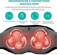 Nekteck 3D Nyak- és Hátmasszírozó Melegítő Funkcióval - Shiatsu Masszázs Otthonra, Irodába és Autóba 2