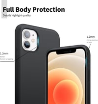 iPhone 12/12 Pro Prémium Szilikon Tok - Fekete, Ütésálló, Mikroszálas Béléssel 6