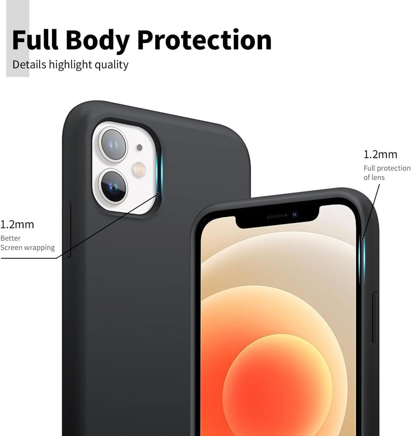 iPhone 12/12 Pro Prémium Szilikon Tok - Fekete, Ütésálló, Mikroszálas Béléssel