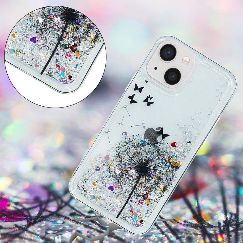 iPhone 13 Pillangós Virágos Glitteres Női Szilikon Védőtok