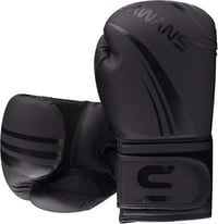 SAWANS Professzionális Bokszkesztyű MMA, Sparring, Kickbox, Muay Thai Edzéshez - Műbőr, Matt Fekete, Unisex, 283g 8