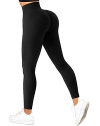 Leggings de yoga SUUKSESS negri cu șnururi și textură striată, cu talie înaltă (S) - resigilate 2