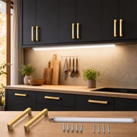 Set renovare bucătărie: 12 mânere aurii + 80 cm iluminat LED cu senzor 1