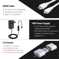GeeekPi Raspberry Pi 4 Kezdőkészlet 8GB RAM, 128GB SD Kártyával, Passzív Hűtésű Alumínium Házzal, 5V 3.6A Tápegységgel és 2db 4K HDMI Kábell 5