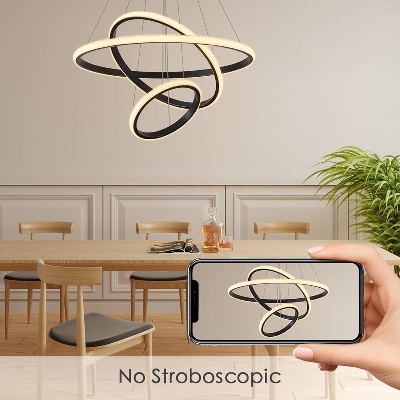 BRIMETI Függőlámpa Étkezőasztalhoz - 50 cm Állítható Magasságú 3 Izzós 45W LED Mennyezeti Lámpa Távirányítóval, Fényerőszabályzós, Nappali, 