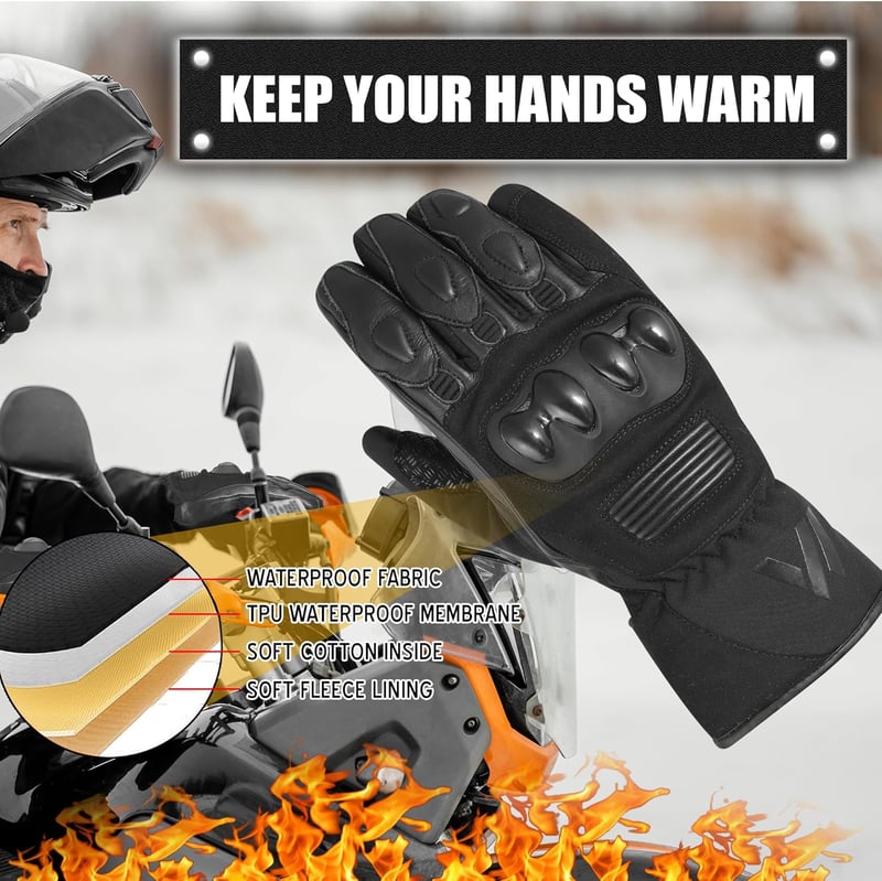 WESTWOOD FOX S-es méretVízálló Motoros Kesztyű - Téli, Bőr, Érintőképernyős, Unisex Kesztyű Motorozáshoz