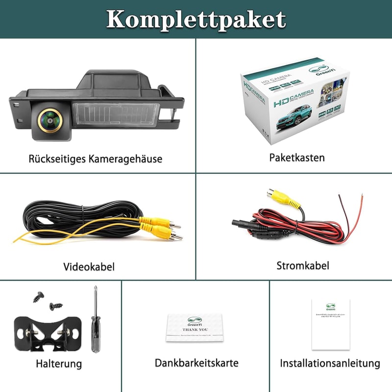 Opel Astra H, Zafira B, Corsa D, Vectra C, Insignia - GREENAUTO 720P AHD tolatókamera rendszámtábla-világítással