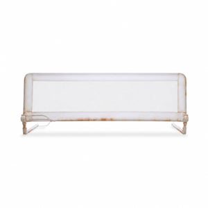 Barieră de pat pentru copii 2 în 1 Asalvo, albă, 150x125 cm — defectă, funcționează parțial: lovită, ruginită (stare: vezi a 2-a poză)