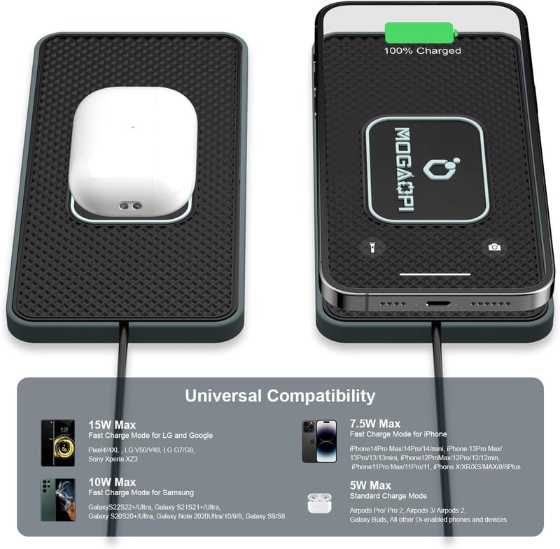 Használt PD20W Vezeték Nélküli Autós Gyorstöltő 15W USB-C