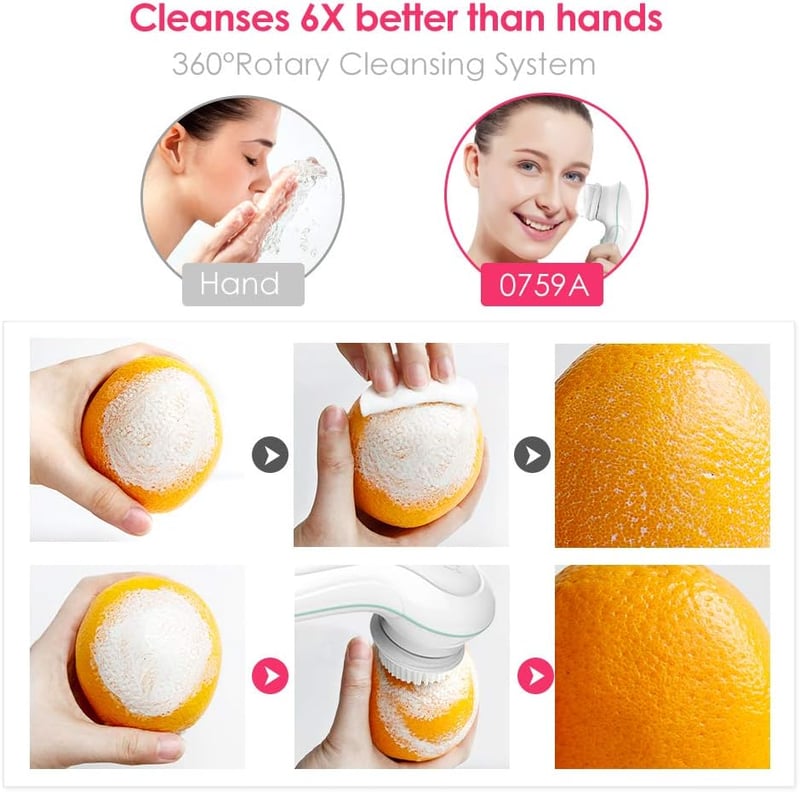 TOUCHBeauty rózsaszín elektromos arctisztító kefe szett, 3 fejjel, utazótokkal