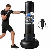 Qoosea Felfújható Álló Boxzsák 180 cm Felnőtteknek Pumpával PVC Kickboxing Karate MMA — bokszkesztyű hiányzik (állapot: lásd a 2. képet) 1