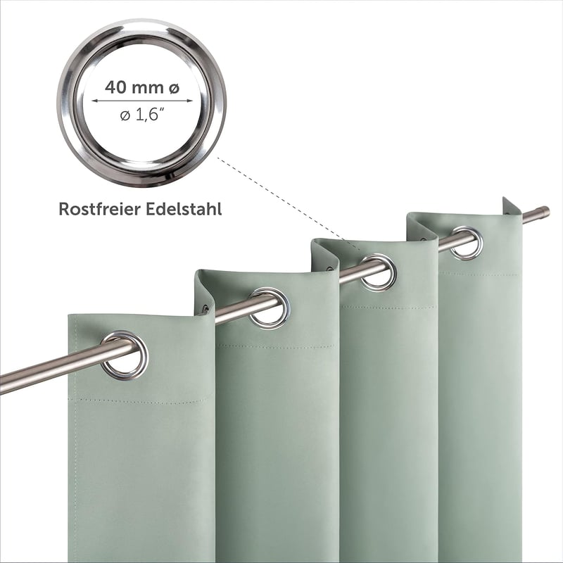 Blumtal sötétítő függöny szett - Hőszigetelő, fényáteresztést gátló, zöld, 225x140 cm, 2 db
