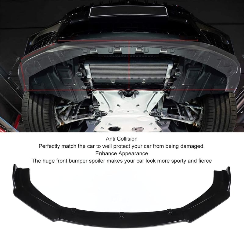 aqxreight Gloss Black első lökhárító toldat 3 részes splitter szett univerzális első spoiler autó tuning