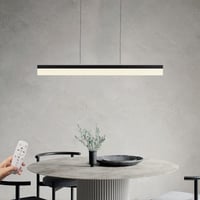 90 x 150 cm LED Függő Mennyezeti Lámpa, 24W Fényerőszabályozható Alumínium Étkezőlámpa, Állítható Magasságú Minimál Csillár, Fekete, 2000 Lumen 1