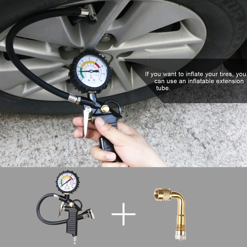 URAQT Digitális Nyomásmérő 220 PSI Gumiabroncs Inflálóval és Szelepcsere Szerszámmal