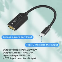 GINTOOYUN PD65W Lenovo Négyzetes USB-C Töltőkábel Laptopokhoz, Telefonokhoz és Tabletekhez - 18cm Univerzális Adapter 65W Teljesítménnyel 5