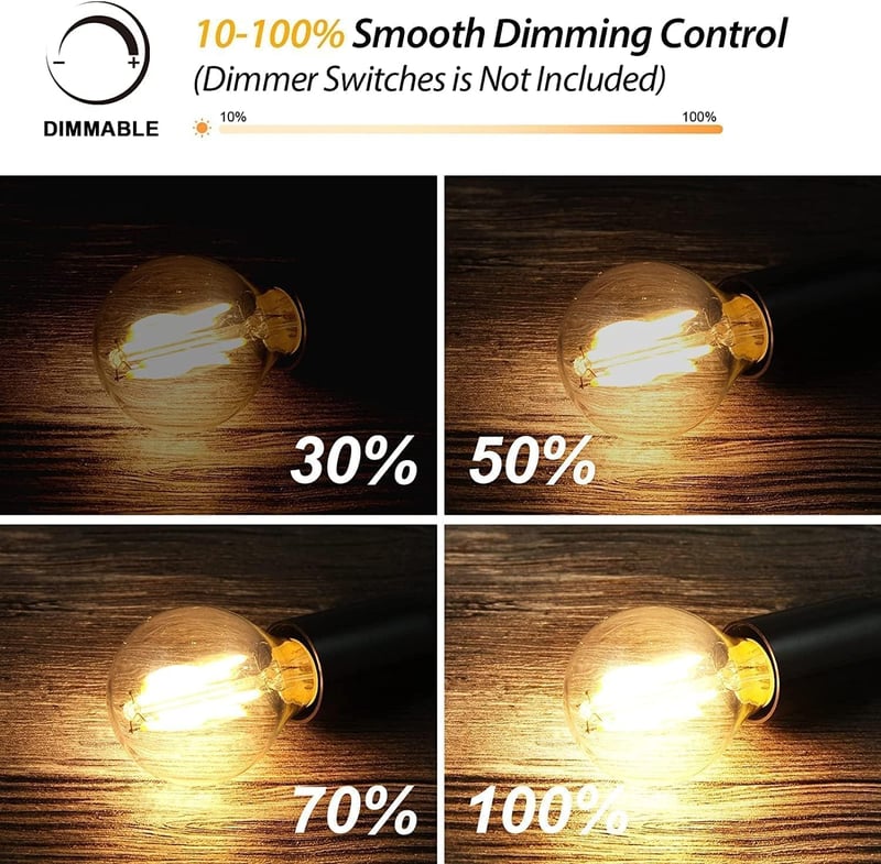 BRIMAX E27 Dimmelhető LED Izzó, Vintage Edison, Meleg Fehér 2700K, 10db