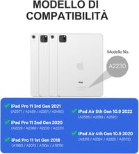 Earto iPad Air 6 billentyűzet érintőpaddal, 7 színű háttérvilágítással, 11"-os Pro/Air modellekhez 7
