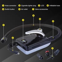 Elektromos SUP pumpa 20PSI - Univerzális felfújó/leeresztő 12V-os szivattyú paddleboardhoz, csónakhoz 5