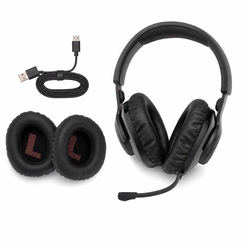 JBL Quantum 350 Wireless gaming headset levehető mikrofonnal - fekete — teszteletlen (hiányzó 2,4 GHz-es stick) (állapot: lásd a 2. képet)