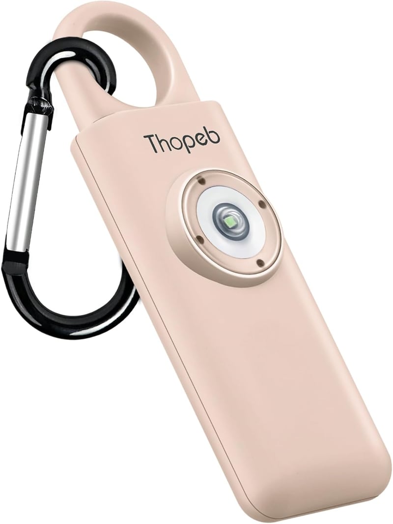 Thopeb Személyi Riasztó Kulcstartó - 130 dB Hangos Sziréna, Stroboszkóp Fény, Vészjelző Időseknek, Nőknek, Diákoknak - Vízálló, Akkumulátoro