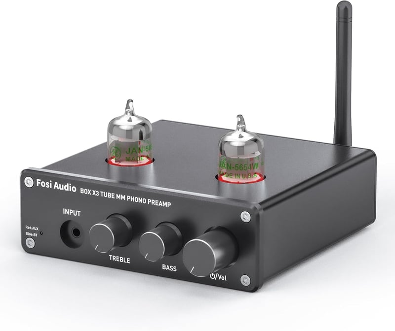 Fosi Audio Box X3 csöves MM lemezjátszó előerősítő Bluetooth 5.0 Hi-Fi rendszerekhez