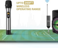 TONOR TW-630 UHF Vezeték Nélküli Mikrofon Szett - Dupla Fém Dinamikus Mikrofon Újratölthető Vevővel Karaoke, Konferencia, Esküvő, DJ Esemény - Silver and silver 3