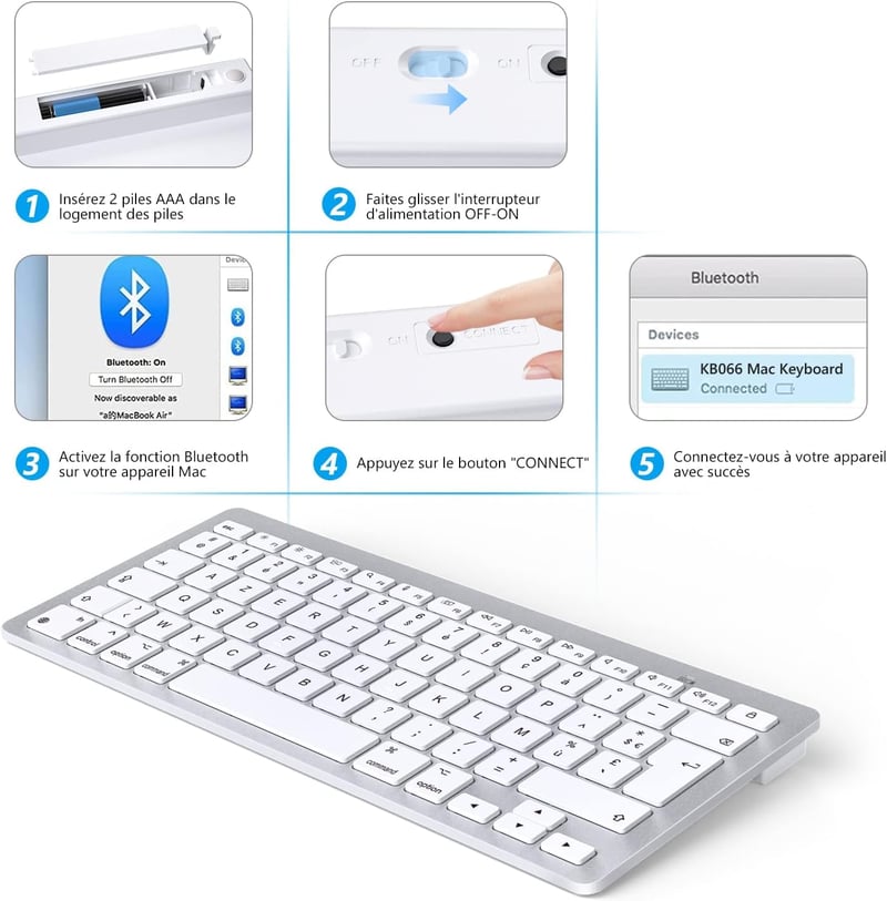 Apple MacBook kompatibilis OMOTON ezüst vékony Bluetooth billentyűzet