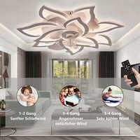 MiiR Virág Alakú Mennyezeti Ventilátor Lámpával - 100W Csendes LED Lámpa 12000LM, 6 Sebességű, Szabályozható Fényerő, Távirányítóval, Nappal 5