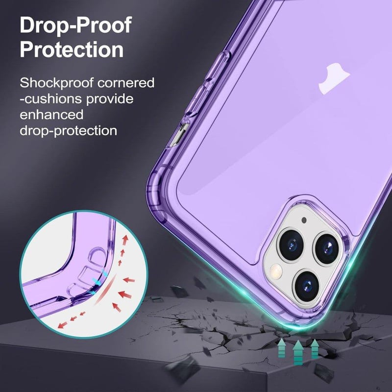 Apple iPhone 11 Pro Max Lila Áttetsző Szilikon Tok Beépített Állvánnyal