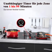 Karinear 77 cm-es Beépíthető Üvegkerámia Főzőlap 5 Zónával, 8400W, Érintőgombos, Időzítővel, Gyerekzárral, Túlmelegedés Elleni Védelemmel 5