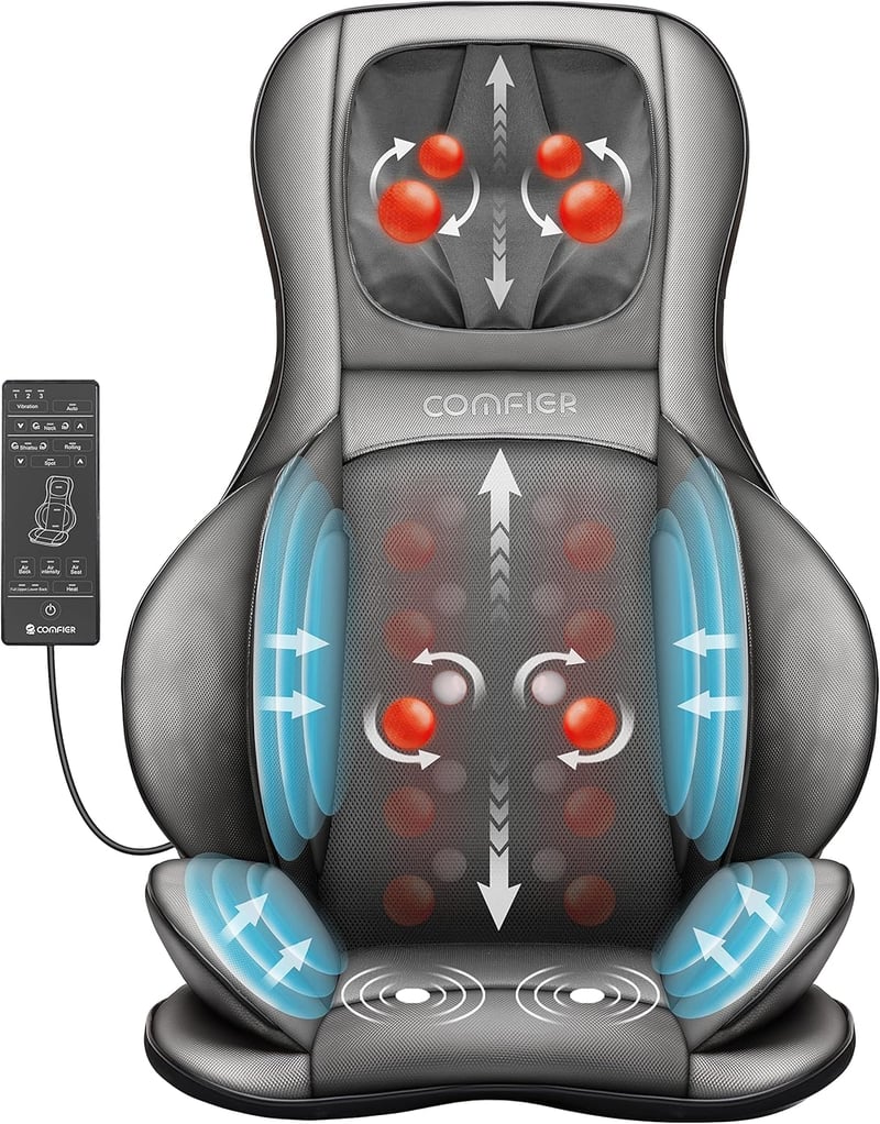 Comfier Shiatsu masszázsülés - Nyak, váll, hát és comb masszírozó, melegítő funkcióval
