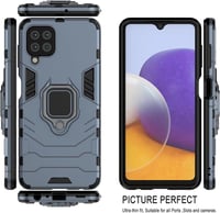 Samsung Galaxy M32 kék tok gyűrűtartóval, üvegfóliákkal és autós tartóval 3