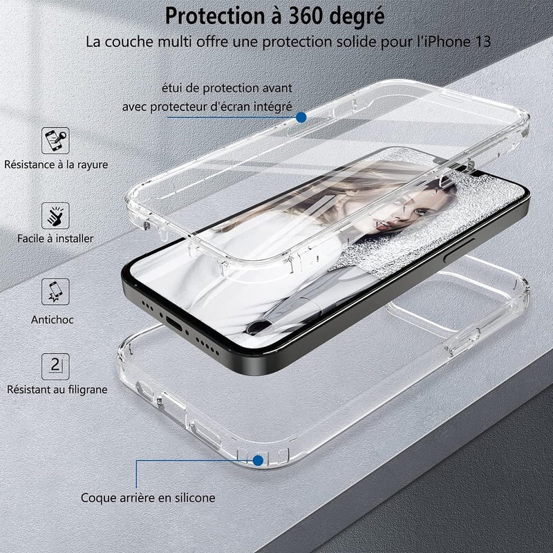 iPhone 13 Átlátszó Szilikon Tok - 360°-os Ütésálló Védelem