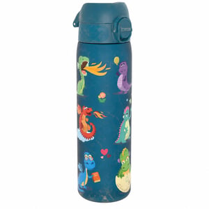 Sticlă de apă Ion8 anti-scurgere 500 ml, model cu dragon, deschidere cu o mână, fără BPA, lavabilă în mașina de spălat vase, blocabilă — utilizată (stare: vezi a 2-a imagine)