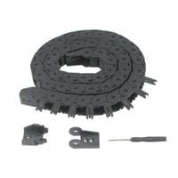 Zeberoxyz 15x15mm Fekete Műanyag Kábelrendező Lánc 1m - Nyitható Kábelvezető CNC Gépekhez és 3D Nyomtatókhoz Végcsatlakozókkal 2