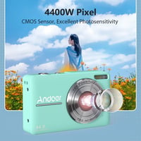 Andoer Digitális Fényképezőgép 44MP, 1080P HD Videó, 16X Zoom, 2.5" IPS Kijelző, 32GB SD Kártyával, 2 Akkumulátorral, Mentazöld 9