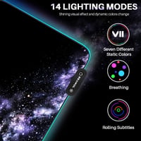 REAWUL RGB Gamer Egérpad XXL - 7 LED Szín, 14 Világítási Mód, Csúszásgátló, Vízálló Felület, 800x300x4mm, Billentyűzethez és Egérhez 3
