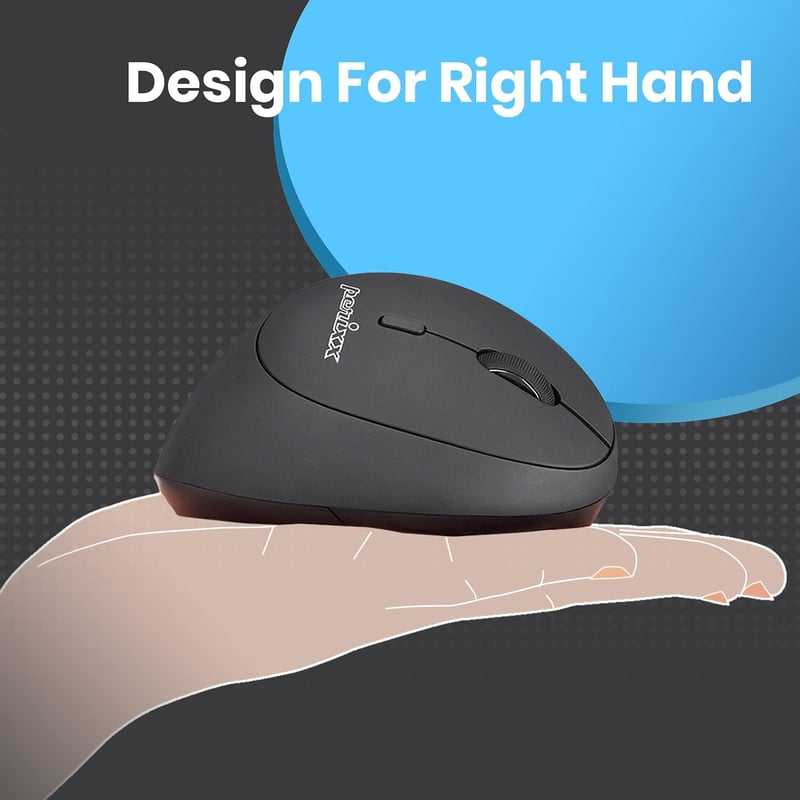 Perixx PERIMICE-719 Ergonomikus Vezeték Nélküli Optikai Egér 6 Gombbal, Állítható DPI (800/1200/1600), Fekete, PC-hez