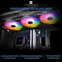 Thermalright Frozen Prism 360 Black ARGB Vízhűtéses CPU Hűtő, 120mm-es ARGB PWM Ventilátorral, AM4/AM5, Intel LGA1700/1851/1150/1151/1200/20 2