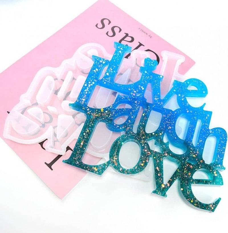Live Laugh Love Szilikon Öntőforma Kristálybetűkhöz - DIY Fali Dekoráció