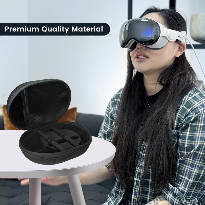 FDOUIGE Kemény Hordtáska Apple Vision Pro VR Szemüveghez - Vízálló, Ütésálló Védőtok Kiegészítőknek, Kézi Fogantyúval, Fekete