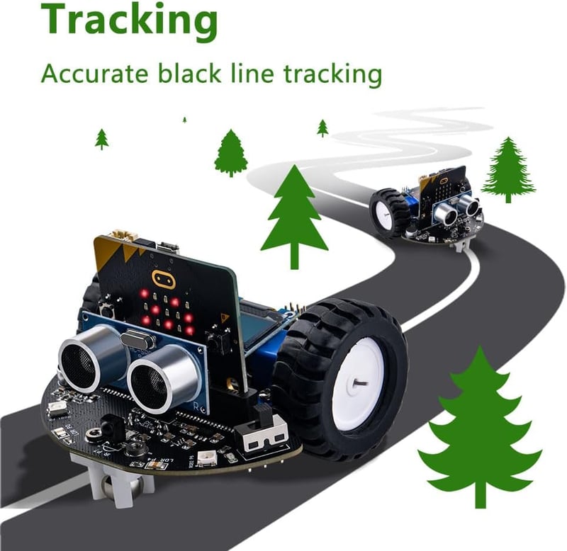 GeeekPi DeskPi MicroCar - BBC Micro:bit V2 Programozható Robot Autó Készlet - STEM Oktatási Eszköz Gyerekeknek - Grafikus Makecode Kódolás U